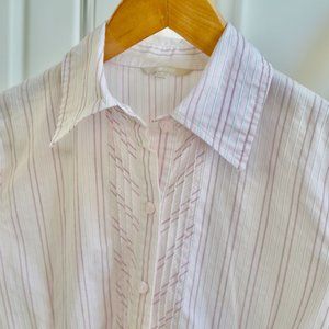 G2000 Women's Pink Stripe Cotton Blend Pleated Center Shirt US S/XS (HK Size 7)